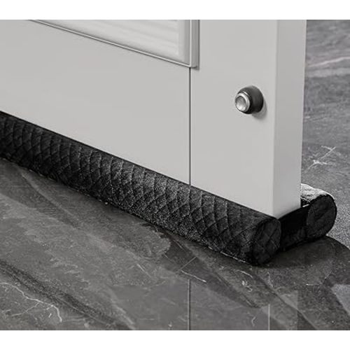 Premium Velvet Door Draft Stopper, 30'' to 36'' Adjustable Gap Filler, Double-Sided Windproof Seal, Easy Install to Block Noise, Cold Air, Light, Dust, and Drafts
