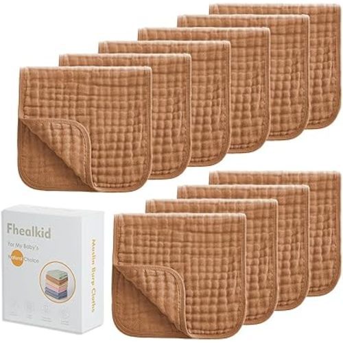 Muslin Burp Cloths Sets Newborn Baby Boy Essentials Must Haves 100% Cotton 10 Pack 22" X 10",6-Layer Baby Bibs & Burp Cloths for Baby Drool and Messes - Soft, Safe & Gentle for Boys & Girls Multi