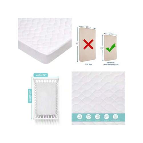 American Baby Company Waterproof Fitted Mini Crib Mattr Protector 38" X 24" Quilted Noisel UltraSoft And Breathable Pack N Play And Mini Crib Mattr Cover