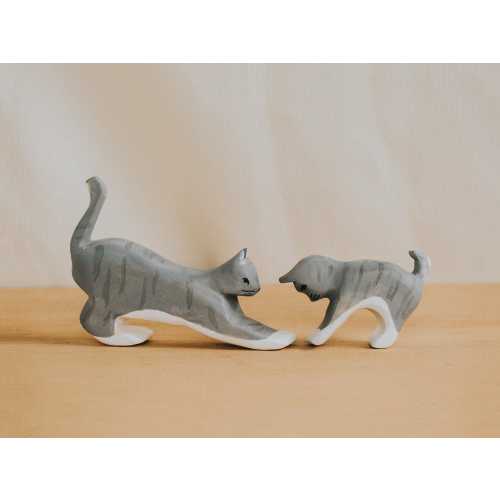 Wooden Cat Figures Toy Set – Handmade Farm Animals for Pretend Play, Montessori & Waldorf Inspired