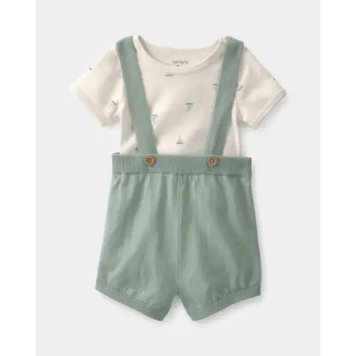 Baby 2-Piece Sailboat Overall Set - Green/Ivory | Carter's