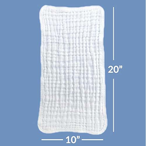Muslin Burp Cloths 10 Pack Large 100% Cotton Hand Washcloths 6 Layers Extra Absorbent and Soft (White, Pack of 10) - Pack Of 10