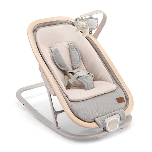 Gromast 2-in-1 Baby Bouncer Seat for Infants, Portable Baby Rocker with 3 Adjustable Backrest Positions & Travel Bag - Light Gray