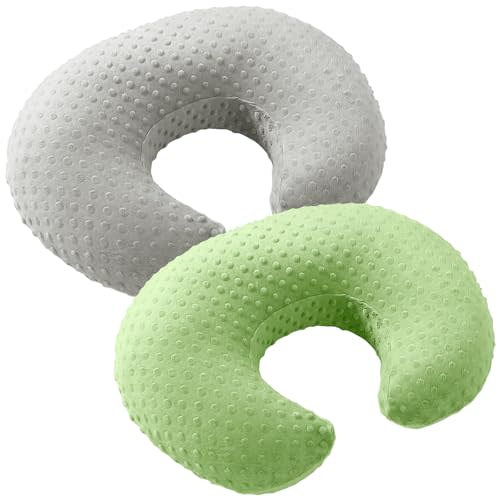 Homiest Light Gray & Sage Green Minky Dot Nursing Pillow Cover Set | 22x17.7x5.9 Inch Universal Fit, Hidden Zipper Design, Ultra Plush Touch, Colorfast Machine Washable, 2 Pieces Included