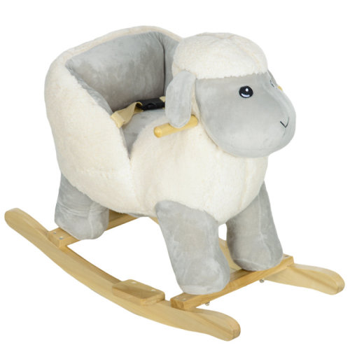 Qaba Baby Rocking Horse, Plush Lamb Rocker with Seat Belt, Sound, Gray | Wayfair