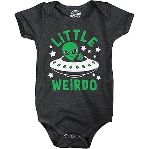 Crazy Dog T-Shirts Little Weirdo Baby Bodysuit Funny Sarcastic Alien UFO Graphic Novelty Jumper For Infants