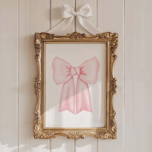 Pink Bow Wall Art, Nursery Room Decor Pink, Girls Room Wall Art, Girly Pink Bow Poster, Baby Girl Room Art Giant Bow Decor, Wall Art, Modern Wall Decor, 12x18 UNFRAMED