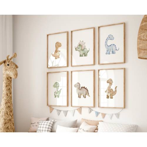 Dinosaur Nursery Prints, Set of 6, Dinosaur Prints, Dino Nursery Decor, Digital Prints, Dino Nursery Theme, Nursery Wall Art, Dino Posters