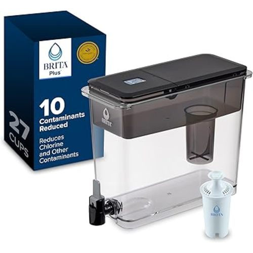 Brita UltraMax Large Water Dispenser with 1 BritaPlus Filter, 27 Cup Capacity, Black (Package May Vary)