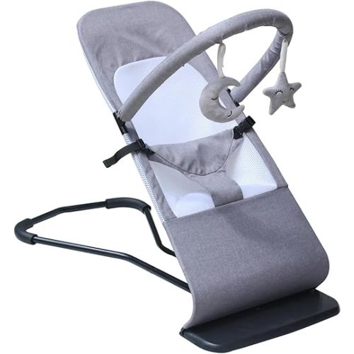 Baby Bouncer Seat for Babies 0-12 Months,Portable Bouncer with Natural Rocker for Infant with Carry Bag,Easy to Assemble,Clean and Storage