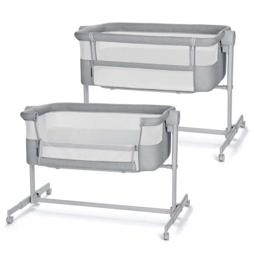 Kinderkraft NESTEE UP 2 Bedside Crib Co-Sleeper Bassinet, Adjustable 5-Stage Height with Breathable Mesh Sides, Newborn to 20 lbs