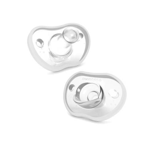 Nanobebe Baby Pacifiers 0-3 Month - Orthodontic, Curves Comfortably with Face Contour, Award Winning for Breastfeeding Babies, 100% Silicone - BPA Free. Perfect Baby Registry Gift 2pk,White