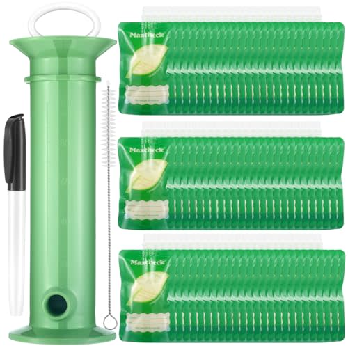 Maxcheck 53 Pcs Refillable Baby Food Pouches Food Maker Set Include 50 Pcs Portable Fruit Puree Pouch Storage Bags, Baby Food Maker, Pen and Brush for Babies Kids Toddlers