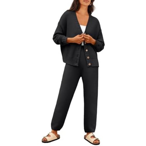 LILLUSORY Womens Cardigan Pants Sets 2 Piece Slouchy Loungewear Sweater Sets