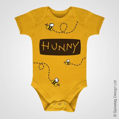 Hunny Pot Baby Grow Shirt Dress Newborn Bodysuit Short Sleeve Sleeved Film Movie Top Costume Tee Outfit Shower Honey Bear Bee Bees Oh Bother