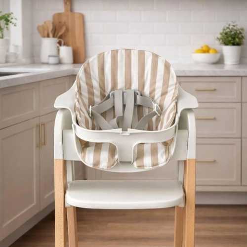 Mockingbird High Chair Cushion, Striped Waterproof Seat Pad, Baby High Chair Insert, Washable Cushion