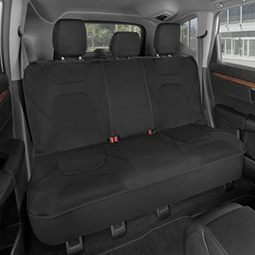 Motor Trend AquaShield Waterproof Black Rear Split Bench Seat Covers for Trucks Rear Seat Cover Only - Black Car Seat Covers, Back Seat Cover Only - Durable Neoprene Spill Resistant for Kids & Dogs