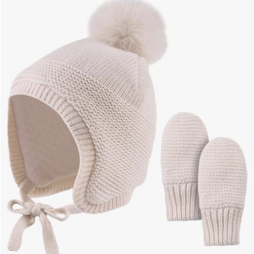 Amazon.com: JANGANNSA Basic Winter Baby Beanie Gloves Boy Girl Knitted Kids Hat Mitten | Soft Acrylic , Fleece Lined , For Infant Toddler Little Kids,Earflap Covers Head Ears,Windproof Chin Strap,Adorable Pompom