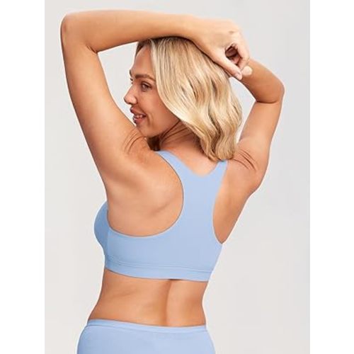 MOMANDA Racerback Nursing Sleep Bras for Breastfeeding Crossover Wireless Maternity Bralette Comfy Moonlight Blue Medium at Amazon Women’s Clothing store