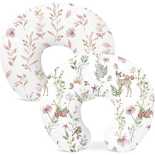 Nursing Pillow Covers 2 Pack, Breastfeeding Pillow Slipcovers Soft and Stretchy, Nursing Covers for Baby Girls Boys Newborn