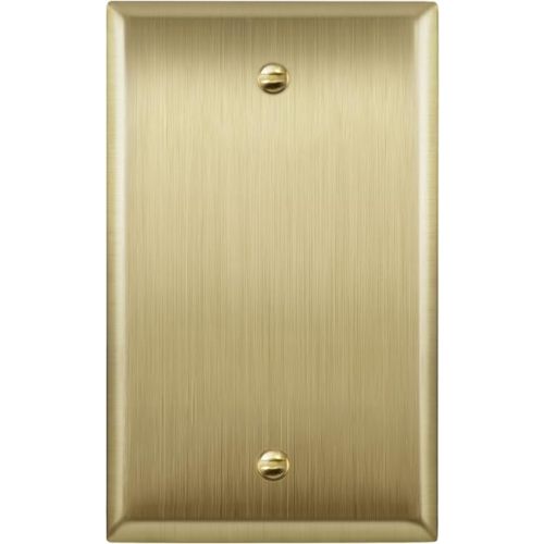 ENERLITES Blank Device Metal Wall Plate, Stainless Steel 201, Corrosive Resistant, Size 1-Gang 4.50" x 2.76", 7701-BB, Brushed Brass, Gold