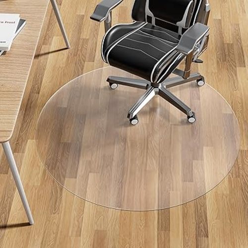 WASJOYE Office Chair Mat for Hard Floor, 48" Round Transparent Hard Floor Protector Home Floor Mat for Computer Desk Rolling Chair