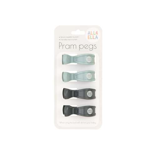 4pk Pram Pegs Blue/Charcoal