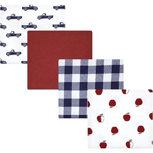 Hudson Baby Unisex Baby Cotton Flannel Receiving Blankets, Apple Orchard, One Size