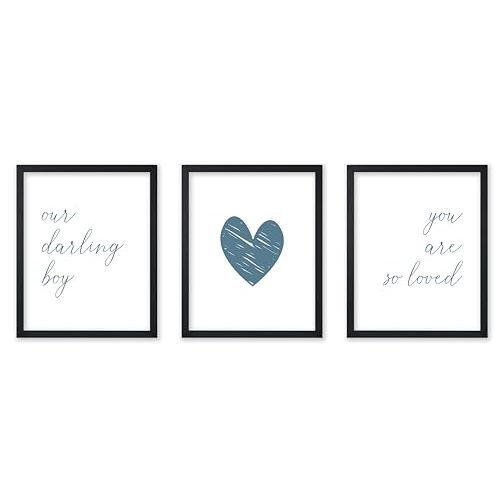 Poster Master 3-Piece Our Darling Boy Poster - You Are So Loved Print - Little Boy Art - Typography Art - Nursery Art - Positive Quotes Art - Boy's Room or Playroom Decor - 8x10 UNFRAMED Wall Art