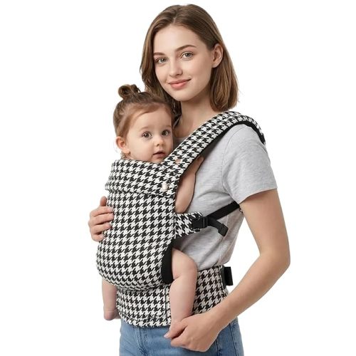 Baby Carrier Newborn to Toddler- 100% Pure Cotton Double-Side Skin-Friendly Baby Carrier,3 Carry Positions Newborn Carrier, Ergonomic,Cozy and Lightweight Infant Carrier for 7-40lbs,White Houndstooth