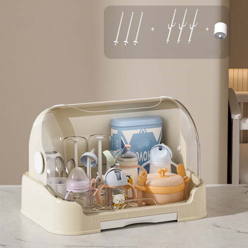 Baby Bottle Drying Rack With Cover, Portable Baby Bottle Storage Organizer For Countertop Or Cabinet, Durable Nursing Bottles And Utensils Organizer For Kitchen