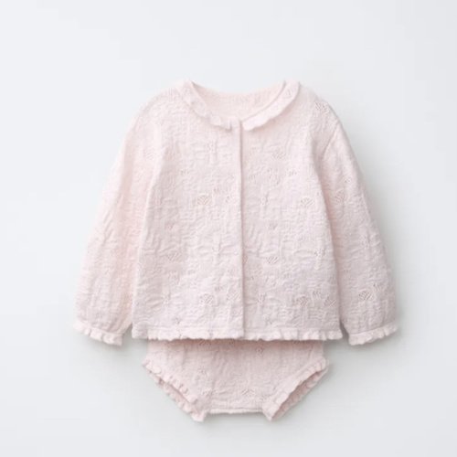 COTTON-SILK KNIT JACKET AND BLOOMERS SET - Pastel pink | ZARA United States