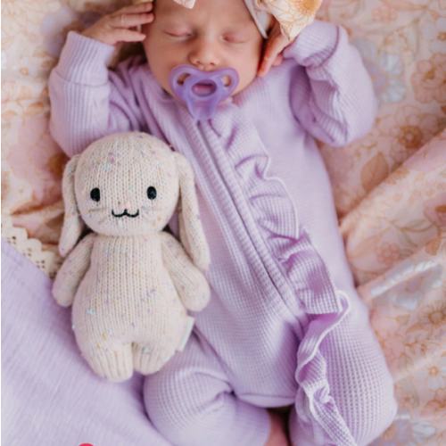 Frill Zip Romper | Pastel Lilac Waffle – Little and Fern