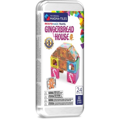 MAGNA-TILES microMAGS 24-Piece Gingerbread House Travel Set, The Original Magnetic Building Brand