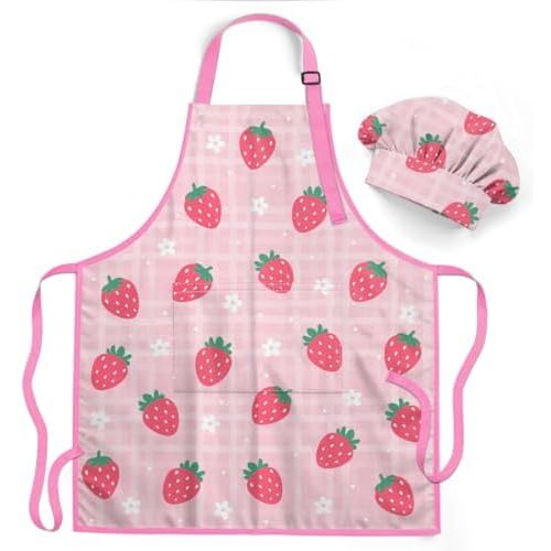 SANDJEST Kids Apron with Chefs Hat Set, Kitchen Apron Gifts