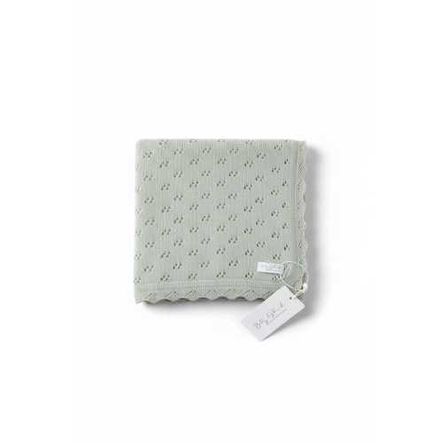Organic Cotton Pointelle Knit Baby Blanket | Light Green
