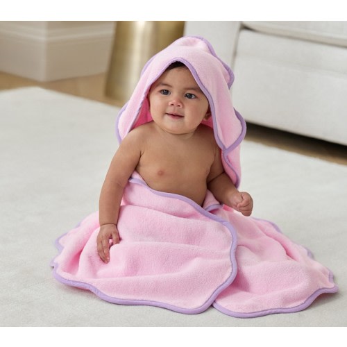 Stoney Clover Lane Cherry Scallop Baby Hooded Towel
