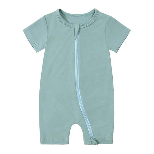 WIBACKER Baby Boys Girls Bamboo Viscose Romper, 2 Way Zipper Short Sleeve Jumpsuits, Sleep and Play 0-24 Months