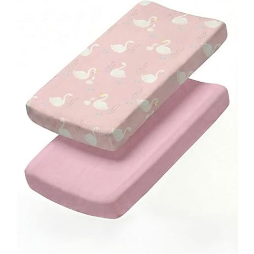 Changing Pad Cover - Pack of 2 Diaper Change Table Sheets - 32x16in, Swans