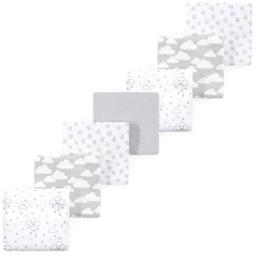 Luvable Friends Hudson Baby Flannel Receiving Blankets 7pk, Misty Gray Cloud