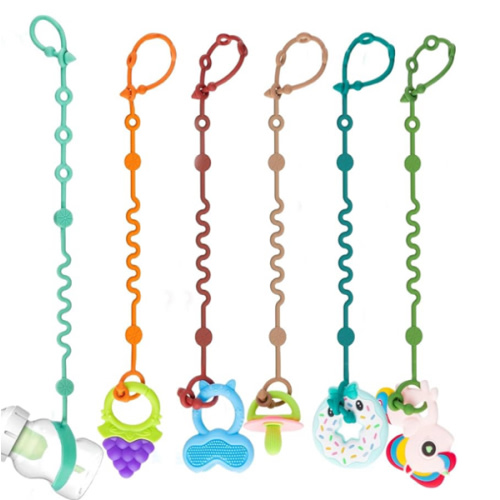 Toy Straps for Baby, Adjustable Toy Holder for Stroller Accessories, Silicone Baby Tether Pacifier Clip, No Throw Baby Travel Essential Leash for High Chair, Car Seat (6-Pack)