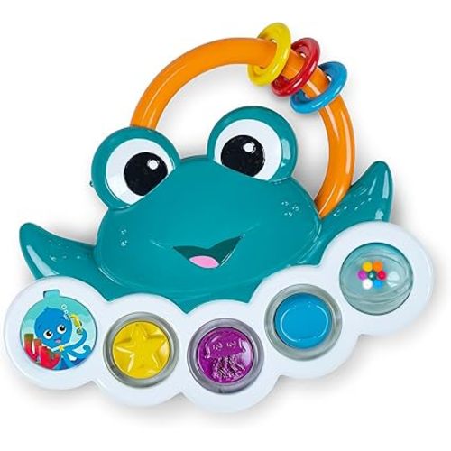 Baby Einstein Outstanding Opus The Octopus Sensory Rattle & Teether Multi-Use Toy, BPA Free & Chillable, 3 Months & up, Multicolored