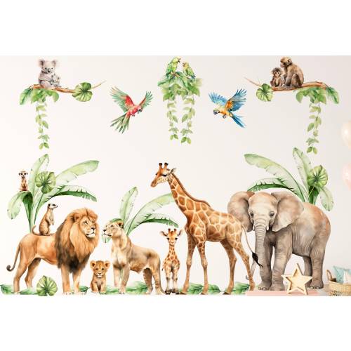 Jungle Animals Nursery Wall Decals – Safari Peel and Stick Stickers