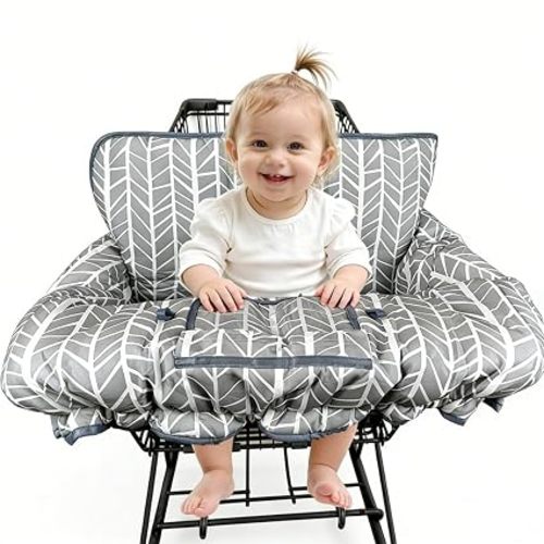 Shopping Cart Cover for Baby ICOPUCA Cotton High Chair Cover, Reversible, Machine Washable for Infant, Toddler, Boy or Girl (Grey Arrow Print)