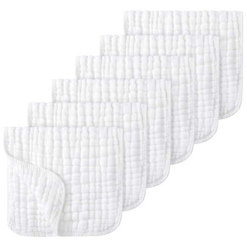 Burp Cloths,Muslin Burp Cloths 6 Pack, Cotton Burping Cloths, Soft Absorbent Milk Spit Up Rags, 6-Layer Cotton for Spit Up & Drool- Gentle Burping Cloth, 20 x 10 inch