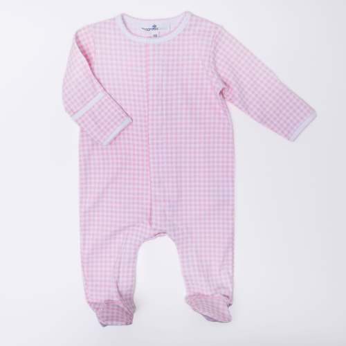 Mini Checks Footie - Pink