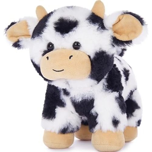 Tezituor 10 Inch Cow Stuffed Animal,Adorable Fluffy Cow Plush Toy,Soft Farm Stuffed Animal Plushies for Girls, Boys,Toddler Gift Decor for Christmas Valentines Birthday(Standing Cow)