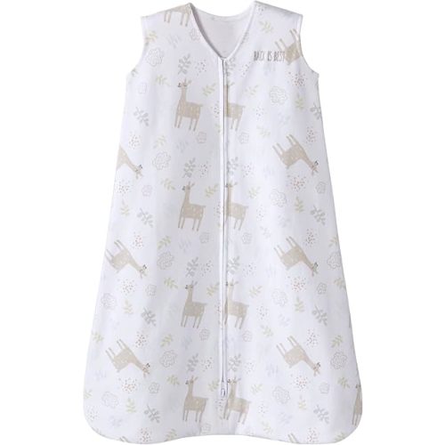 HALO SleepSack, 100% Cotton Wearable Blanket, Swaddle Transition Sleeping Bag, TOG 0.5, Llama Sand, Size Medium, 6-12 Months