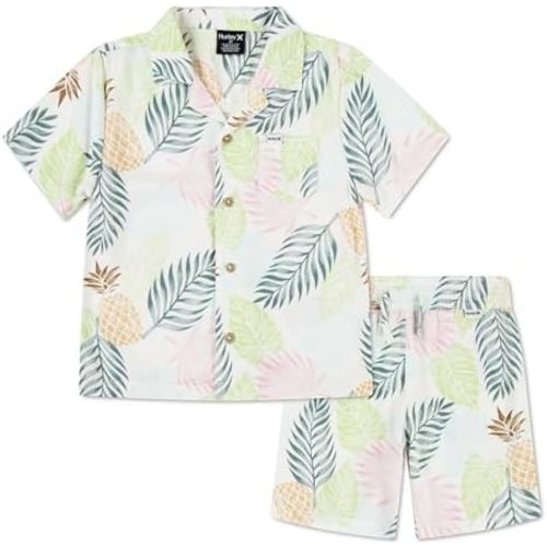 Short Sleeve Button Up Shirt and Shorts 2-Piece Outfit Set