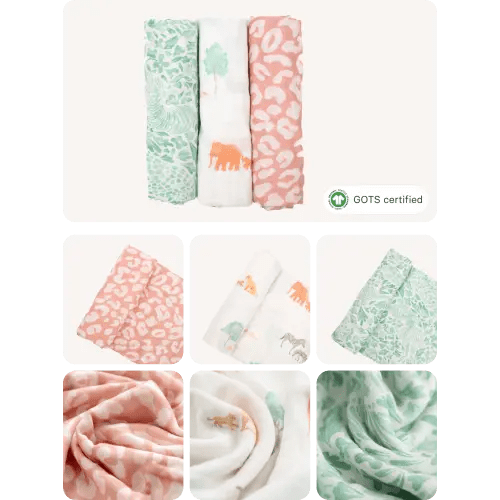 Jungle Safari Muslin Swaddle Set of 3 | Cradlewise